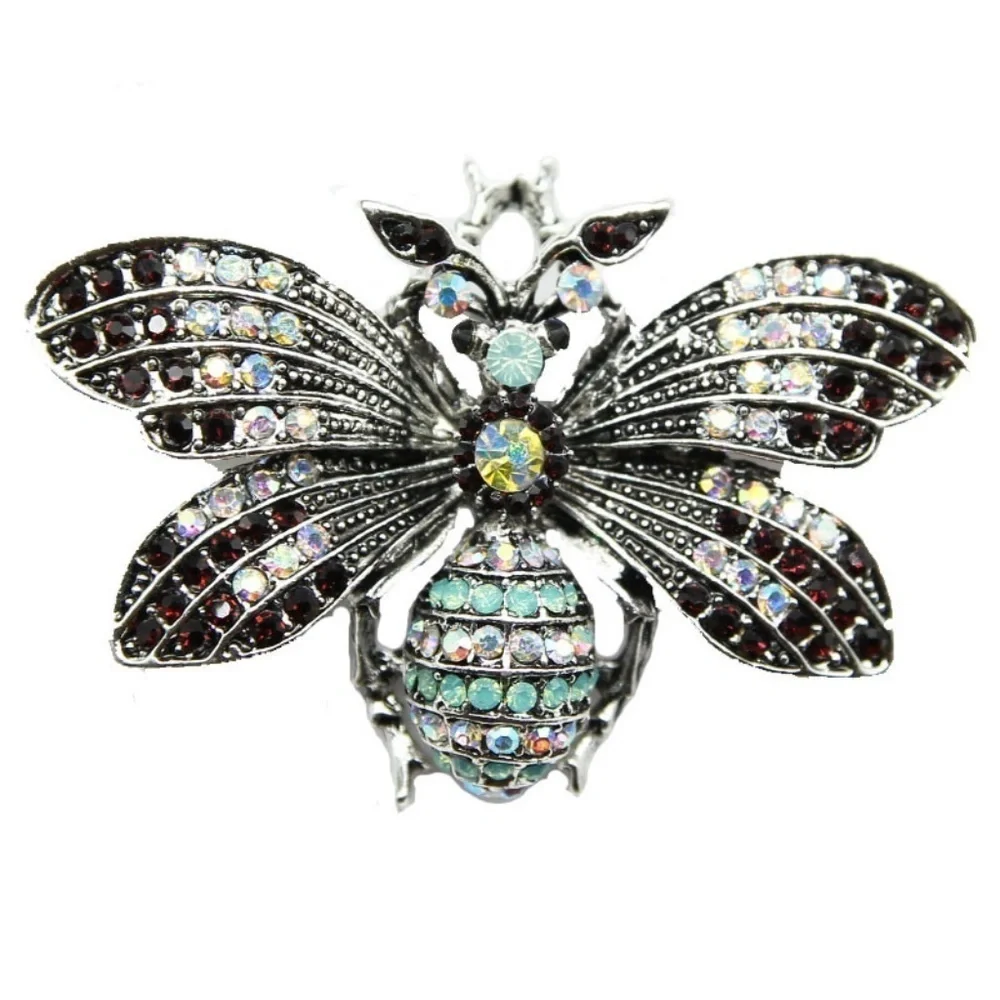 *REBECCA* Vintage Multicolor Rhinestone Brooch Pin